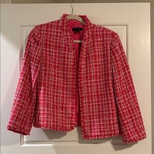 Ann Taylor Pink and White Tweed Blazer